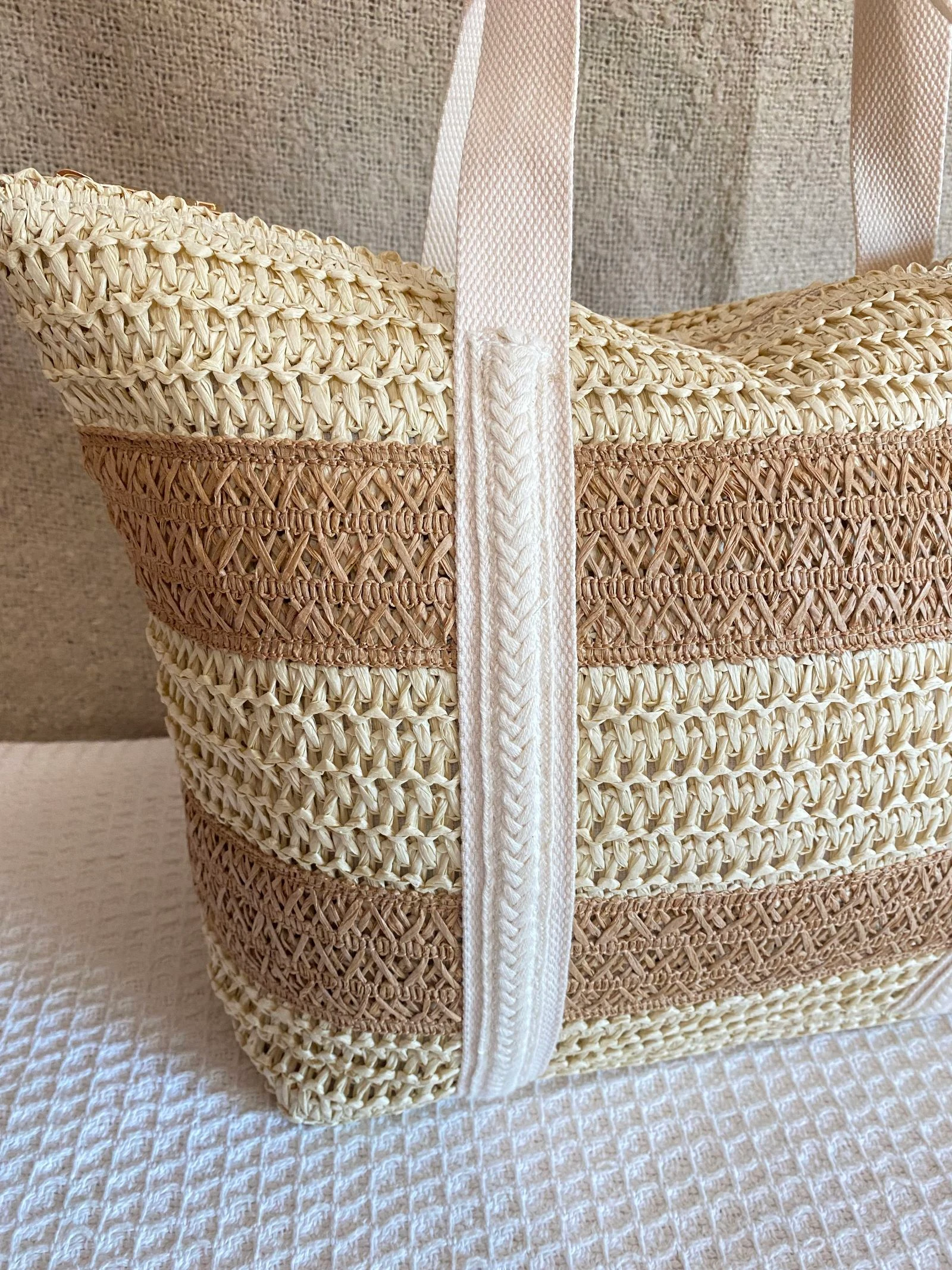 Grote tweekleurige rotan tote tas – photo 2